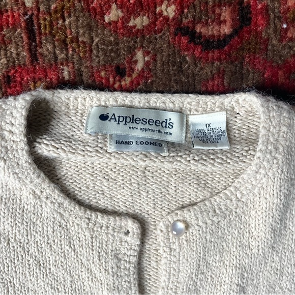 Vintage Cream Hand Knit Button Down Sweater - Picture 4 of 4